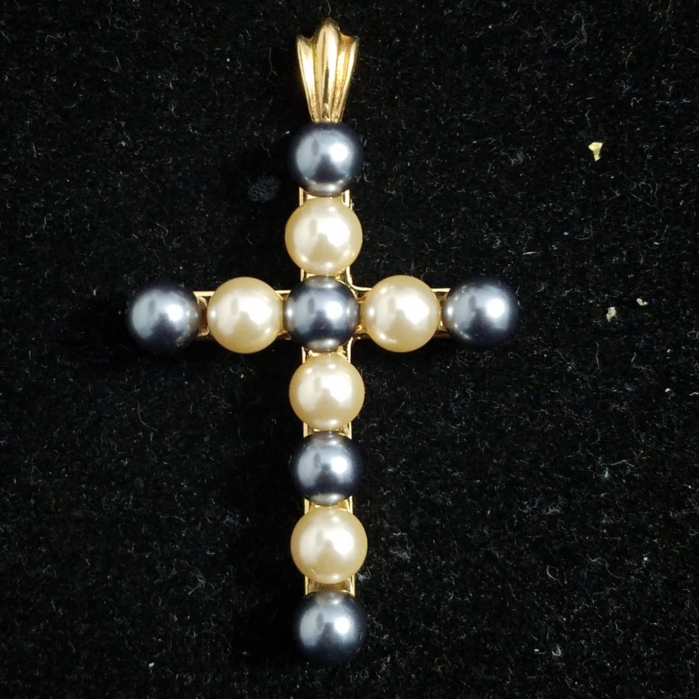 Pearl Cross Gold Plated Sterling Silver